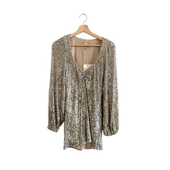Show Me Your Mumu Aniston Mini Dress in Platinum Sequins XS NWT - Picture 4 of 9